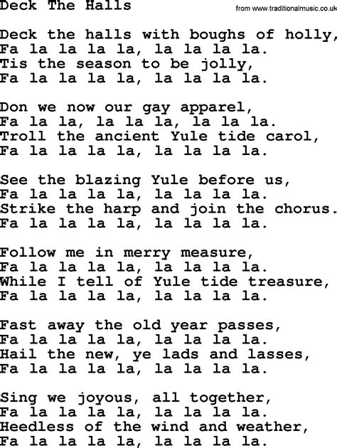 Joan Baez song - Deck The Halls, lyrics