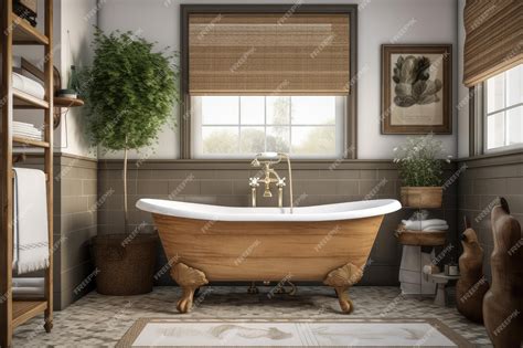 Premium AI Image | Interior design of Bathroom in Farmhouse style