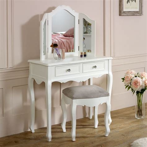 White Dressing Table Set - Victoria Range | Melody Maison® 2 Drawer ...