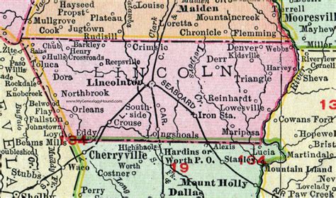 Lincoln County, North Carolina, 1911, Map, Rand McNally, Lincolnton ...