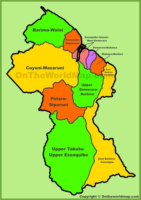 Administrative map of Guyana - Ontheworldmap.com