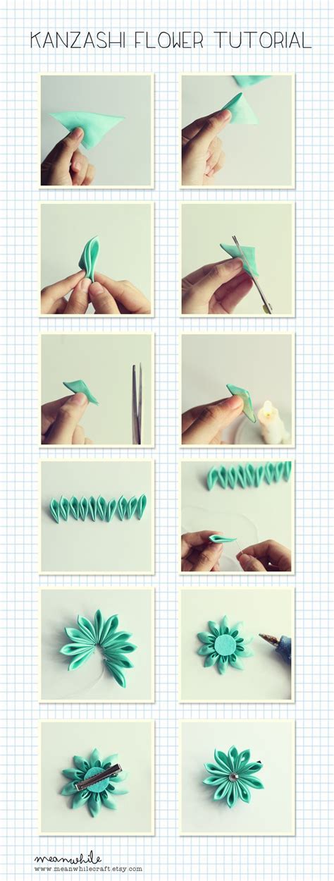 Kanzashi flower tutorial by meanwhilecraft – Artofit