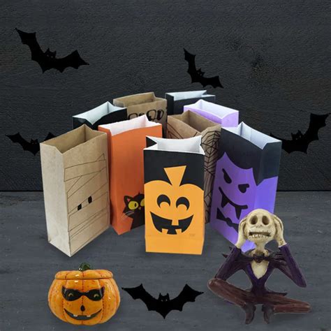 10 PCS Terror Halloween theme party Paper Bag DIY Party Decorations ...