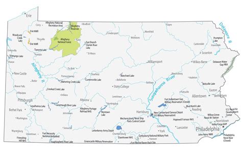 Pennsylvania State Map - Places and Landmarks - GIS Geography