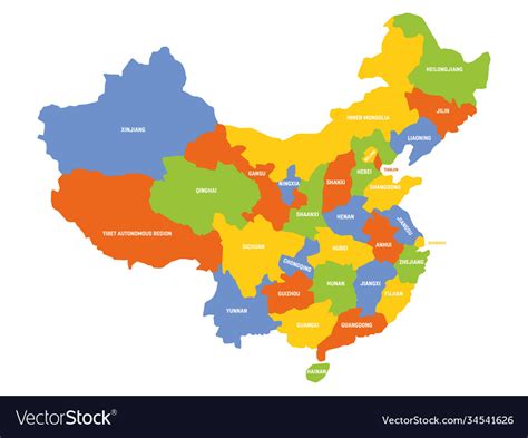 China - map provinces Royalty Free Vector Image