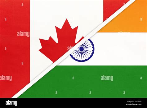 Canada and India, symbol of country. Canadian vs Indian national flags ...