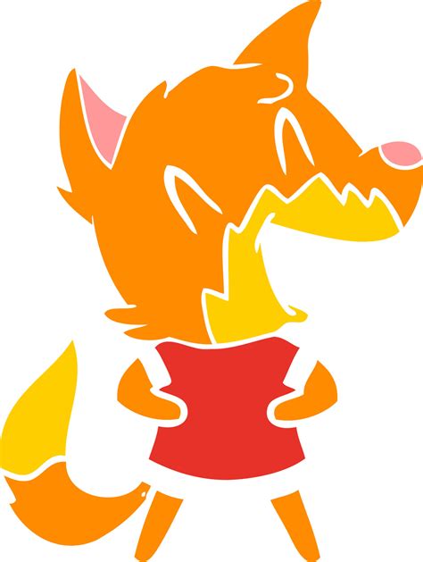 laughing fox flat color style cartoon 12152625 Vector Art at Vecteezy