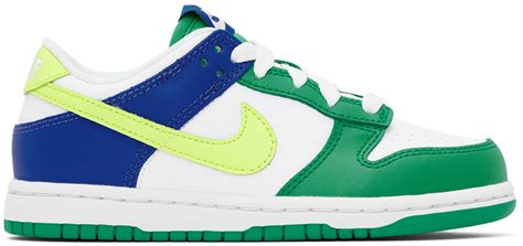 Kids White & Green Dunk Low Little Kids Sneakers by Nike | SSENSE