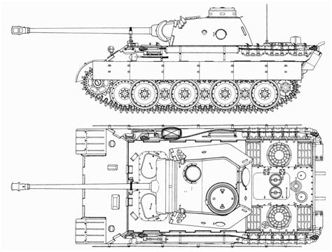 Panther tank Blueprint - Download free blueprint for 3D modeling