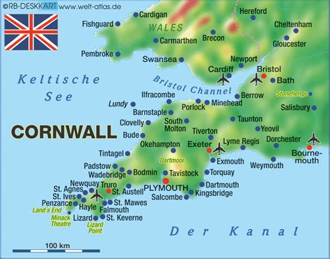 Map of Cornwall (Region in United Kingdom) | Welt-Atlas.de