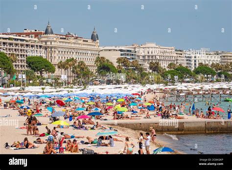 The famous beach of Cannes at the Croisette in summer - CITY OF CANNES ...