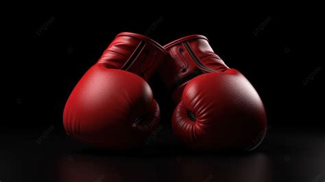 Image Of Red Boxing Gloves Isolated Over Black Background, 3d Rendering ...