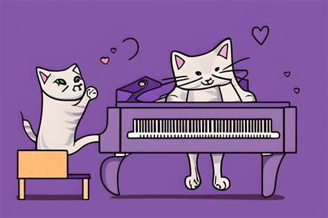 Cute Cat Playing Piano · Creative Fabrica