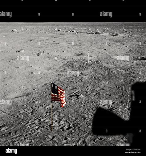 Apollo 11 - An American Flag and Footprints on the Moon Stock Photo - Alamy