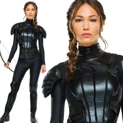 Katniss Everdeen Costume Hunger Games Rebel Ladies Fancy Dress ...