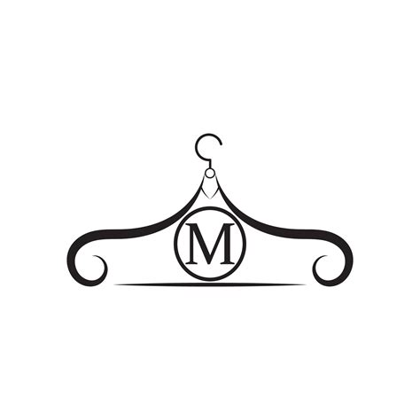 Fashion vector logo. Clothes hanger logo. Letter M logo. Tailor emblem ...