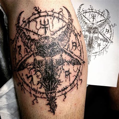 Sigil of Baphomet goat pentagram Satanic symbol tattoo