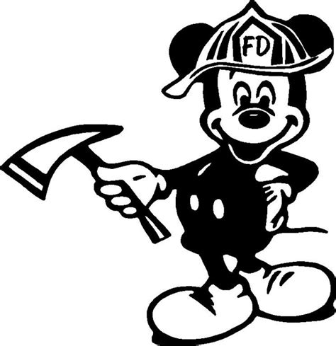 Firefighter Mickey Mouse Diecut Decal - Pro Sport Stickers