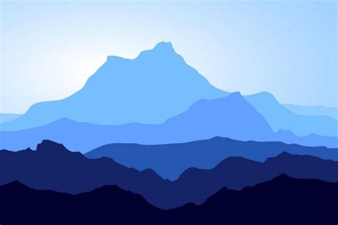 Huge blue mountains set. Vector. By MSA Graphics | TheHungryJPEG ...