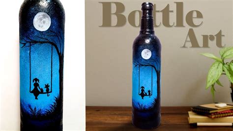 Simple Bottle Art Design || Night Sky Painting On Bottle || Bottle Art ...