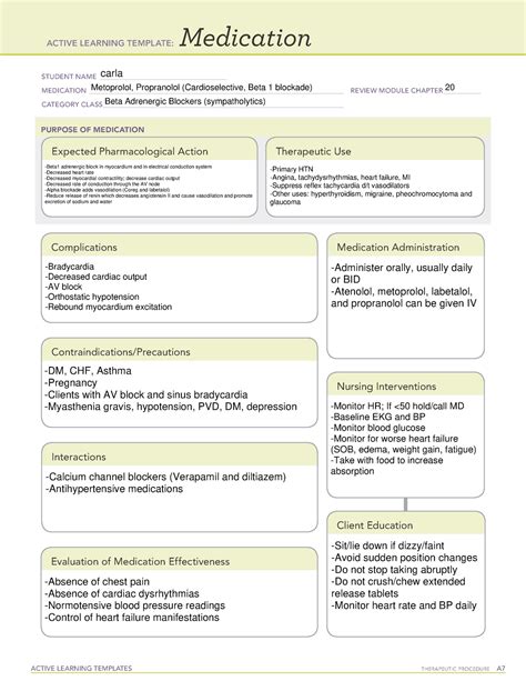 BB Beta Adrenergic Blocker - ACTIVE LEARNING TEMPLATES THERAPEUTIC ...