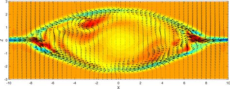 Vector field of the flow velocity (black arrows) superposed on the ...