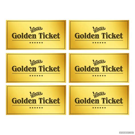 Printable Golden Ticket Willy Wonka