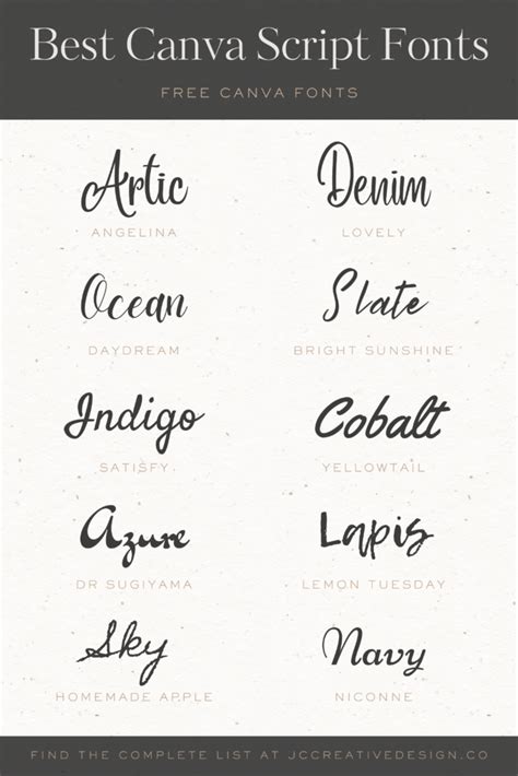 The Best Fonts on Canva: 55 Elegant Free Script Fonts