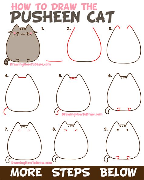 How to Draw The Pusheen Cat Easy Step by Step Drawing Tutorial for Kids ...