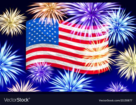 Fireworks background for independence day usa Vector Image