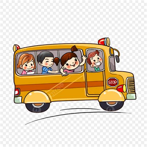 Yellow School Bus PNG Picture, Hand Drawn Cartoon School Bus Going To ...