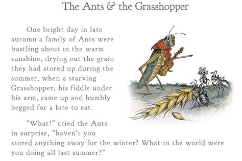 The Ant And The Grasshopper Activities