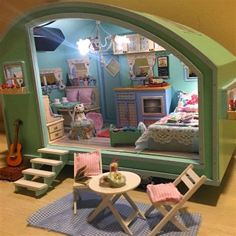 DIY Wooden Dollhouse Miniature Kit Doll house LED+Music+Voice Control ...