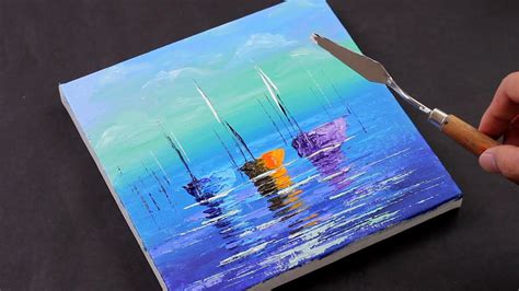 Seascape Painting in acrylic for beginners / Landscape Painting / Easy ...