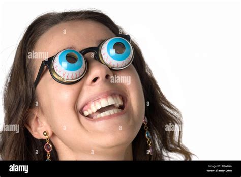 Young woman with goofy glasses Stock Photo - Alamy