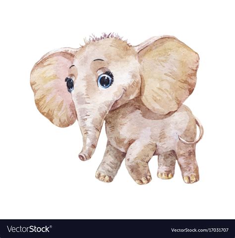 Little cute elephant watercolor Royalty Free Vector Image