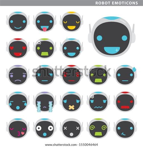 Set Robot Emoticons Different Faces Expressions: vector de stock (libre ...