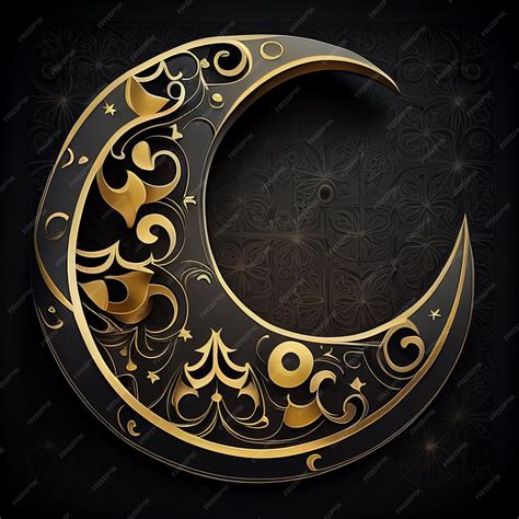 Premium AI Image | Golden Islamic crescent with a dark background