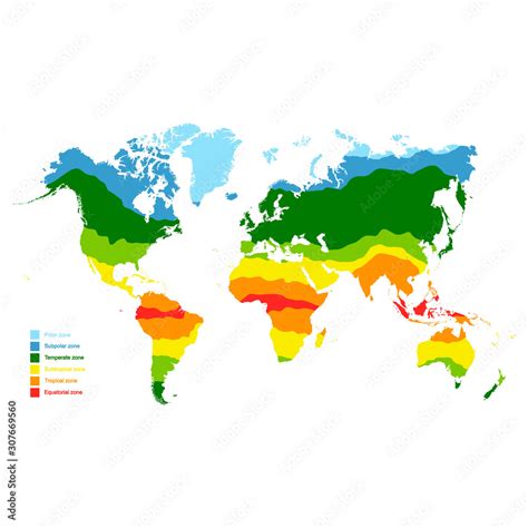 vector map with world climate zones vector de Stock | Adobe Stock