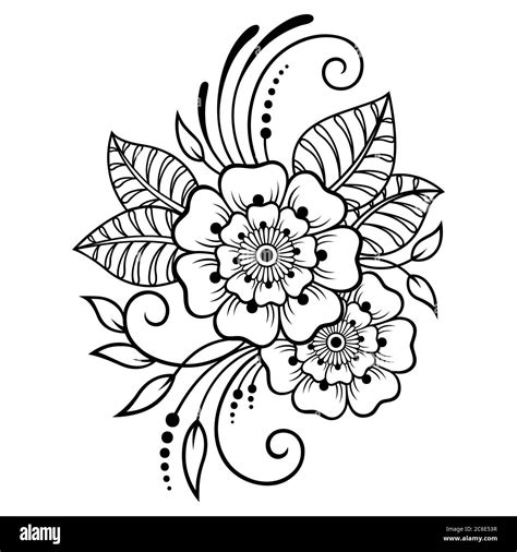 Mehndi flower pattern for Henna drawing and tattoo. Decoration in ...