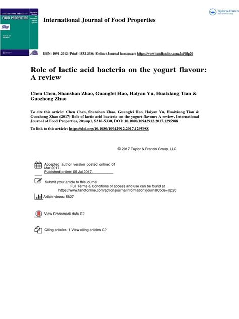 Role of Lactic Acid Bacteria On The Yogurt Flavour A Review | PDF ...