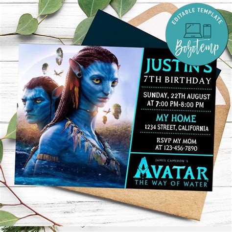 Avatar the way of water Birthday Invitation Customizable DIY ...