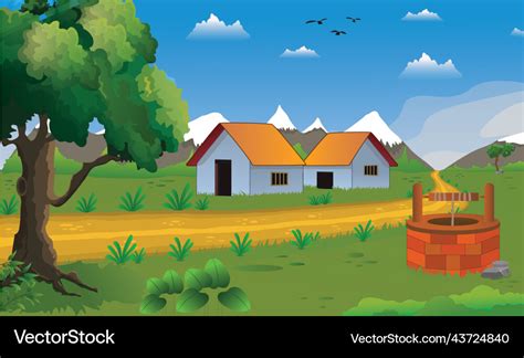 Village cartoon background Royalty Free Vector Image