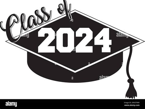 Graduation Cap 2024 Black and White Graduate Logo Stock Vector Image ...