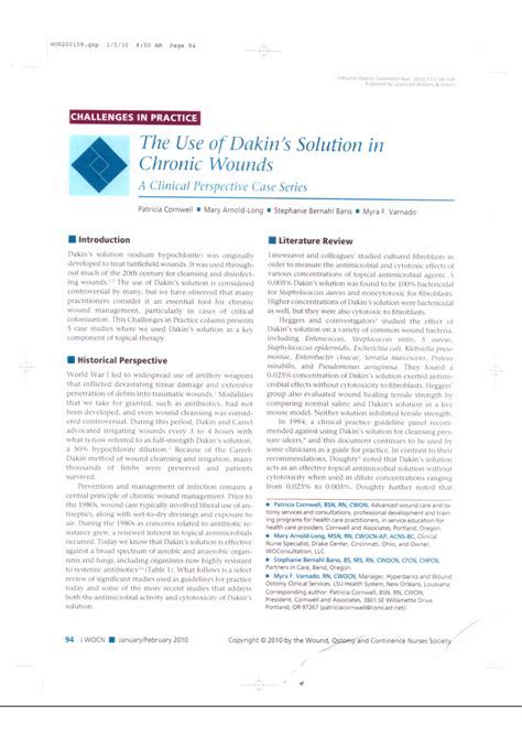 (PDF) The Use of Dakin's Solution in Chronic Wounds A Clinical ...