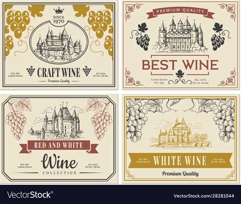 Wine labels vintage images for old Royalty Free Vector Image