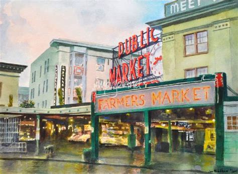 Stunning "Pike Place Market" Watercolor Painting Reproductions For Sale ...