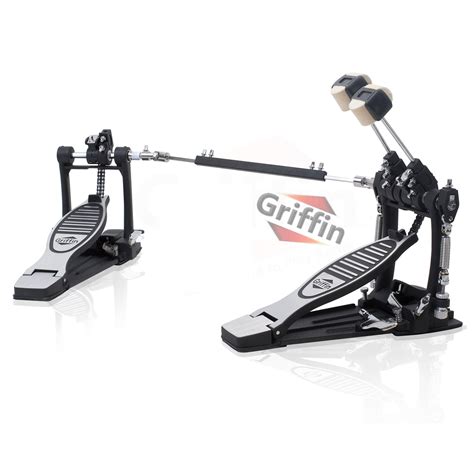 GRIFFIN Double Kick Drum Pedal - Twin Foot Bass Dual Chain Percussion ...