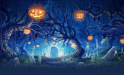 Halloween email stationery (stationary): Hallloween Pumpkins Hanging Trees