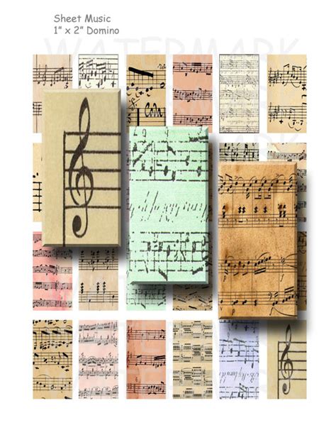 Sheet Music Digital Collage Sheet 1 X 2 Inch Domino - Etsy | Collage ...